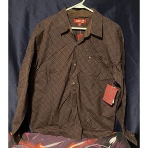 NWT Salty Australia Button Up Long Sleeve Chocolate Shirt Style code SS5187 XL